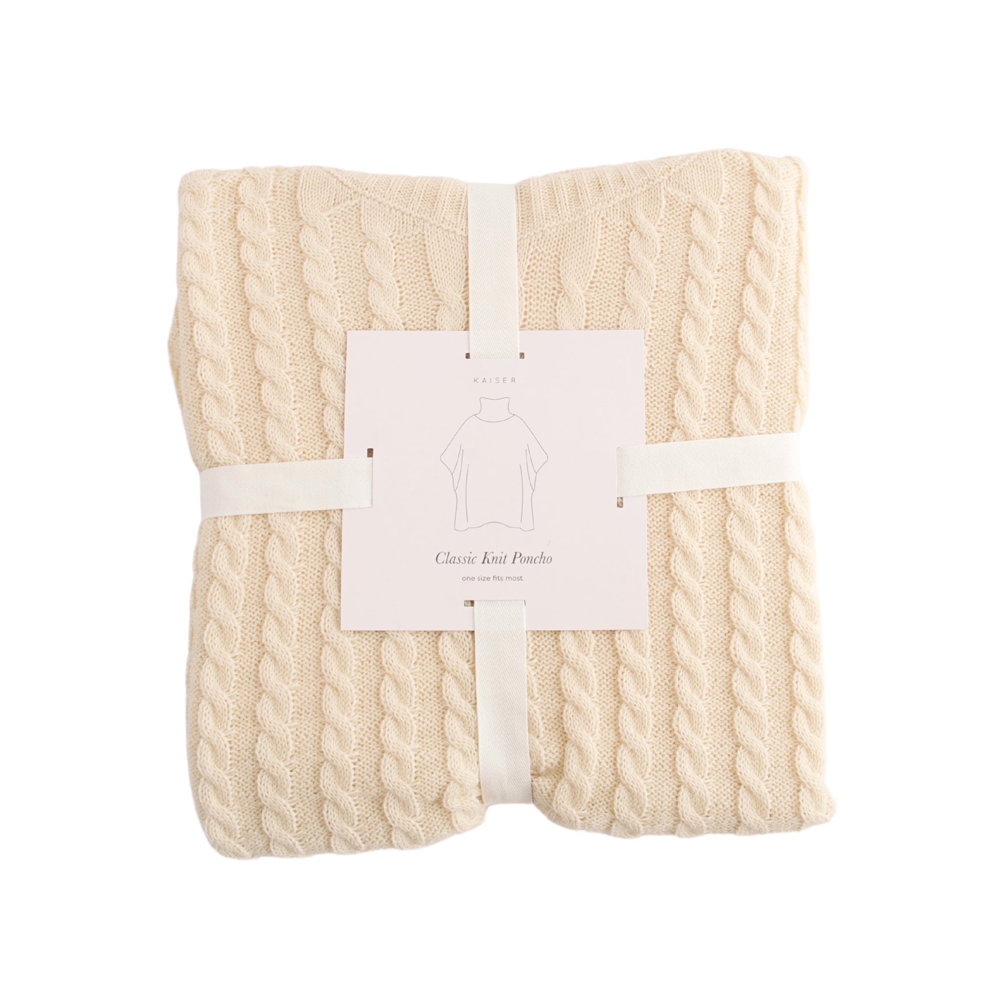 Cable Knit Poncho - Cream